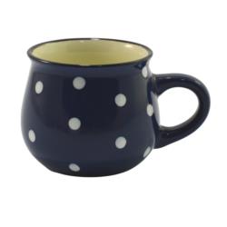 Kubek ceramiczny 230ml granat/kropki KK125